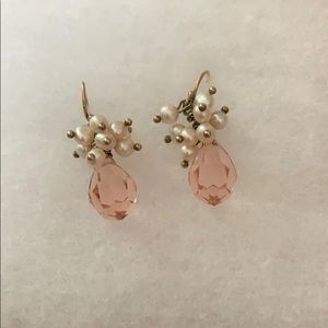 Beautiful pearl and pink drop earrings.